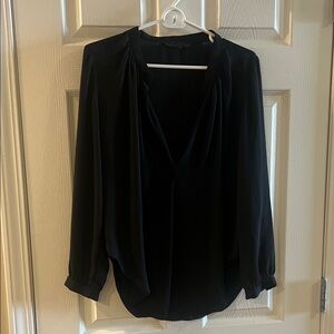 INC International Concepts Black V-Neck Long Sleeve Blouse